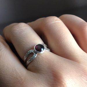 Rustic rhodolite garnet ring